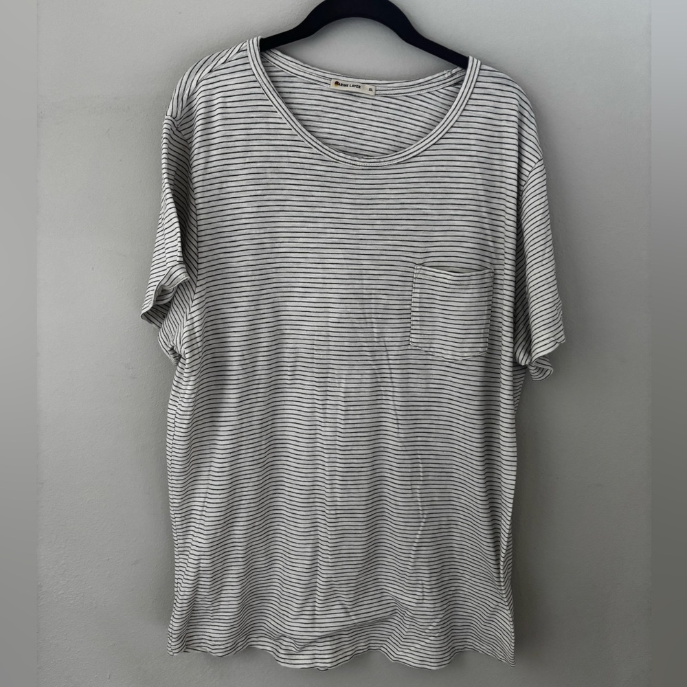 Marine Layer Gray Striped Short Sleeve Tee